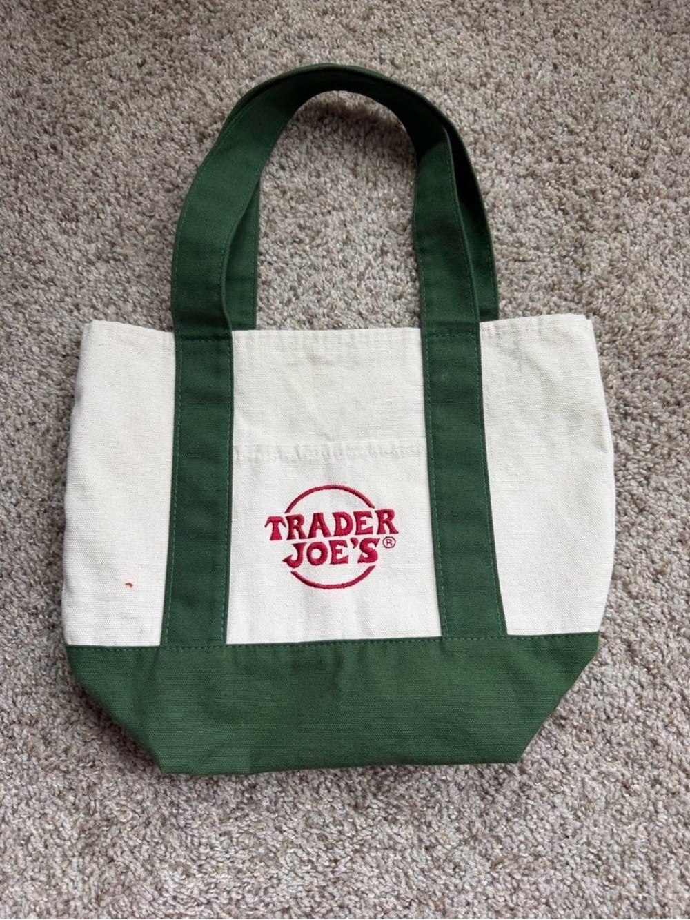 Trader Joe's Green & Cream Canvas Tote